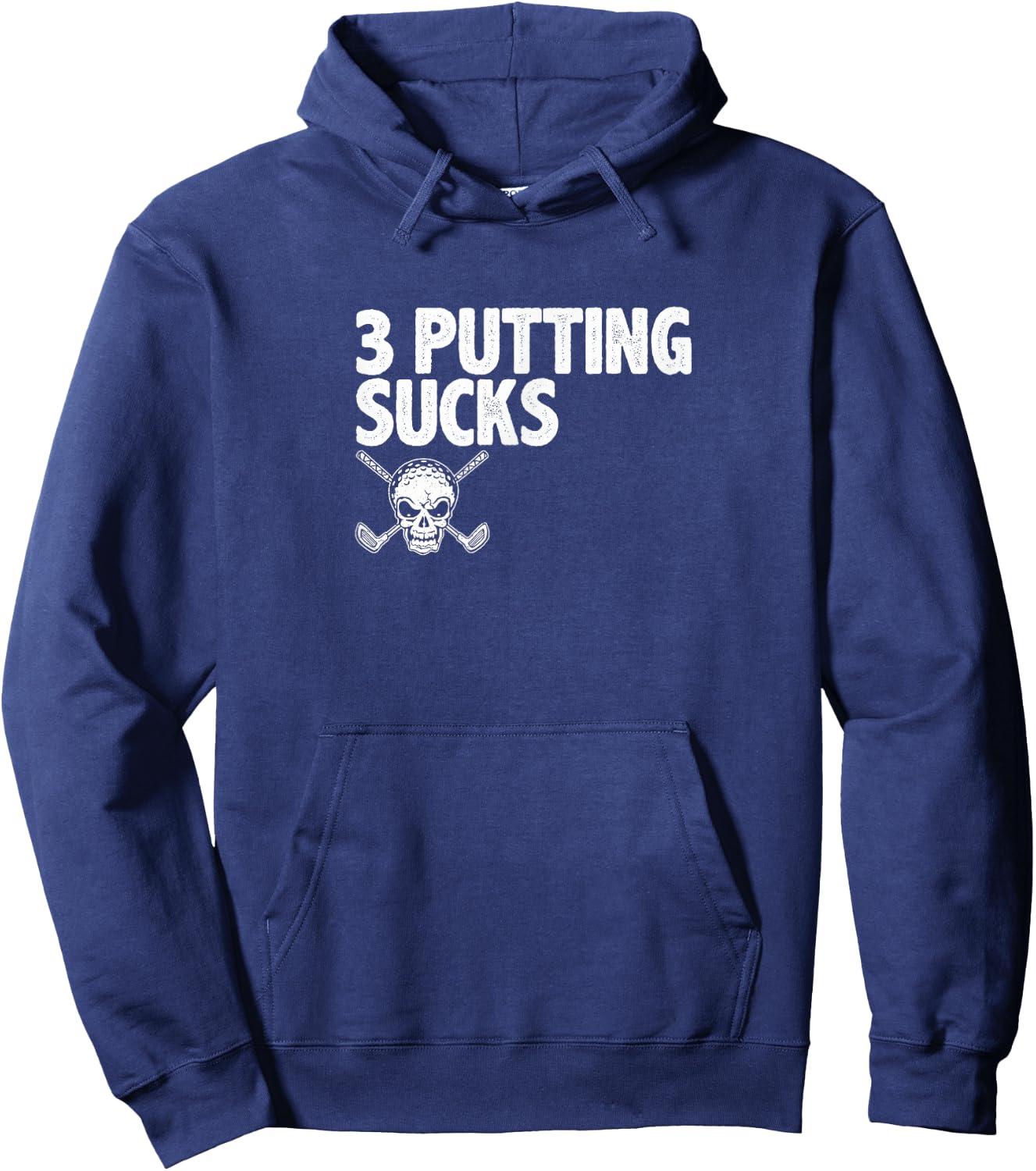 3 Three Putting Sucks - Skull and Crossed Golf Clubs Hoodie - Hoodie | Navy
