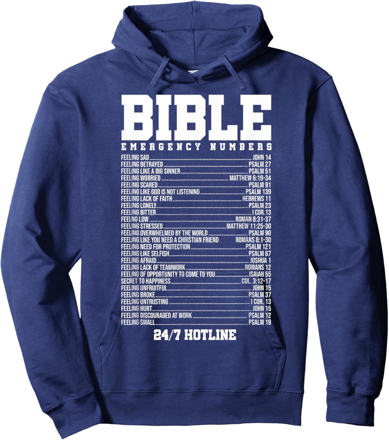 Bible Verses Emergency Number Hotline Christian Religious Hoodie - Hoodie | Navy
