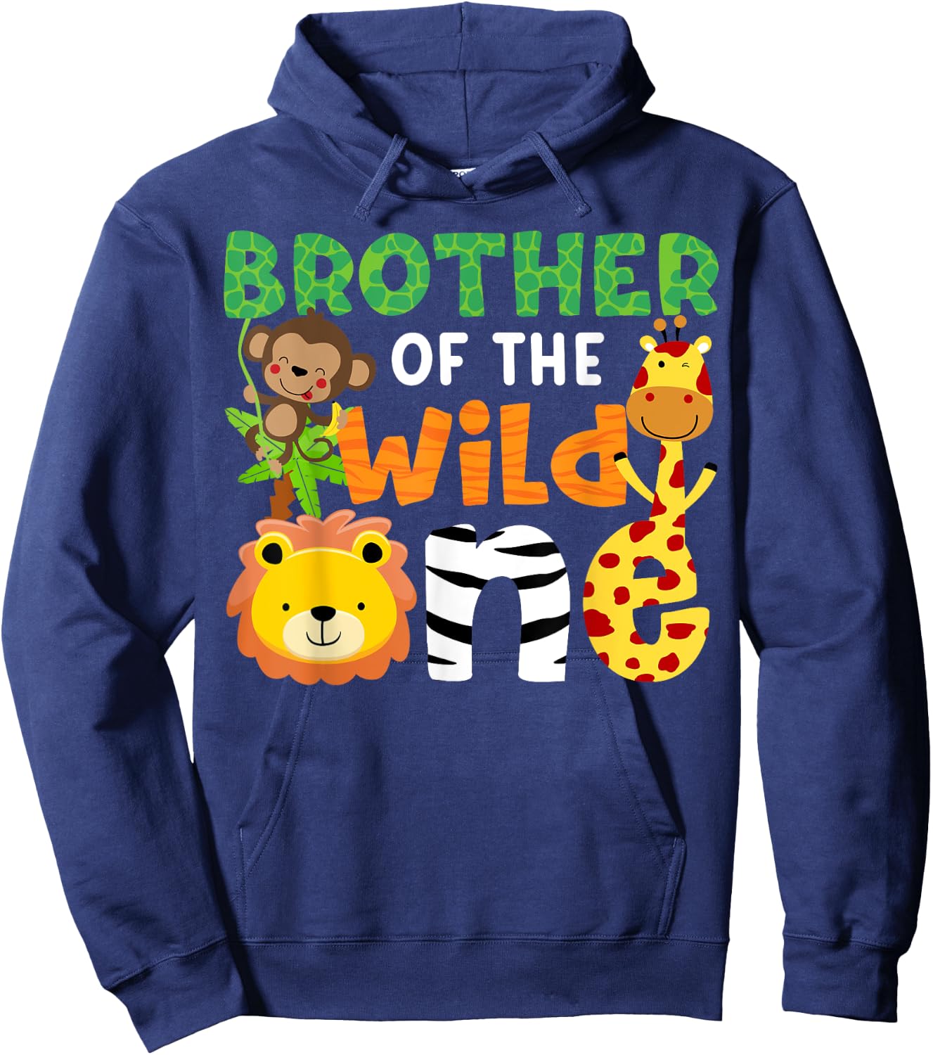 Brother of the Wild One Zoo Theme Bday Safari Jungle Animals Hoodie - Hoodie | Navy