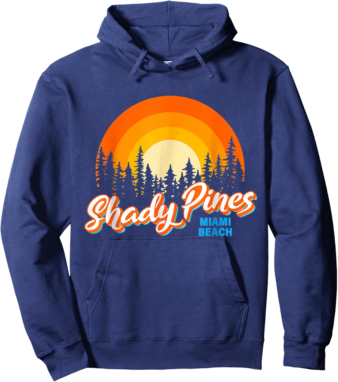 Shady Pines Miami Beach Florida Beach Summer Vacation Hoodie - Hoodie | Navy