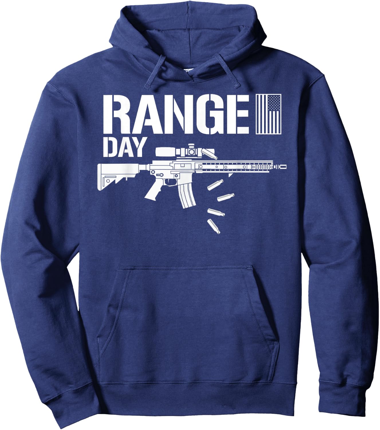 Military Rifle Range Day American Flag Bullet Semi Automatic Women Men Hoodie - Hoodie | Navy