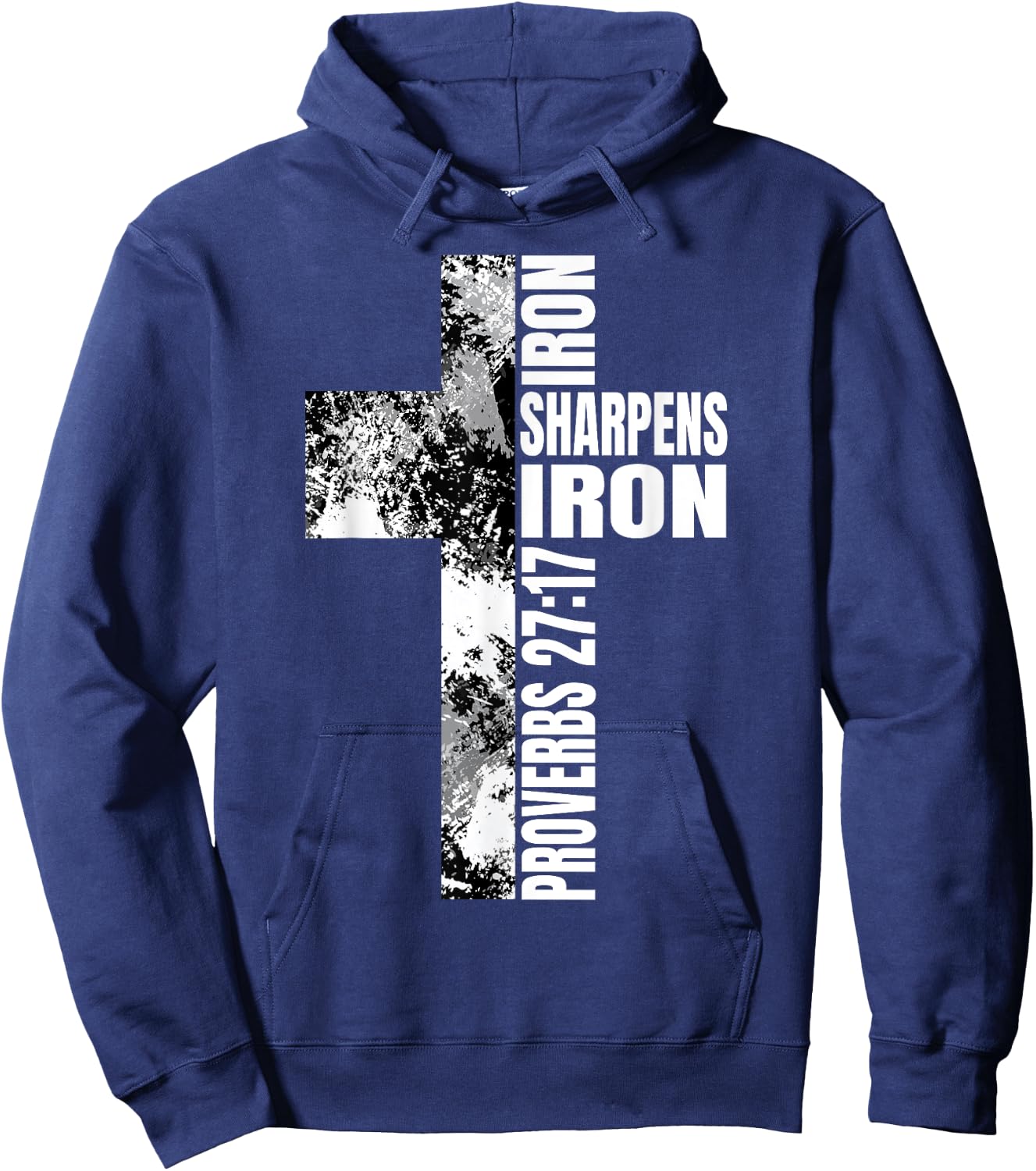 Black White Cross Iron Sharpens Iron Verse Christian Couples Hoodie - Hoodie | Navy