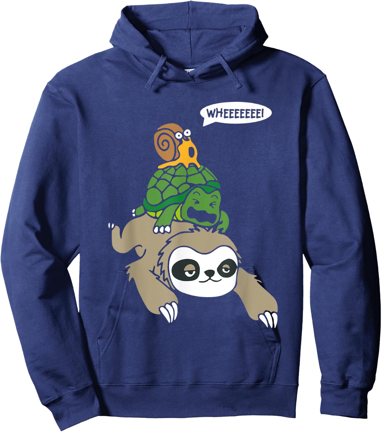 Weeee! Snail, Tortoise, Sloth Piggyback Ride Animal Lover Hoodie - Hoodie | Navy