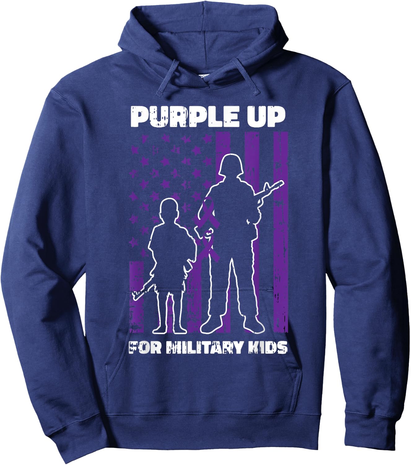 Military Child Boy Girls Purple Up For Military Kids Hoodie - Hoodie | Navy