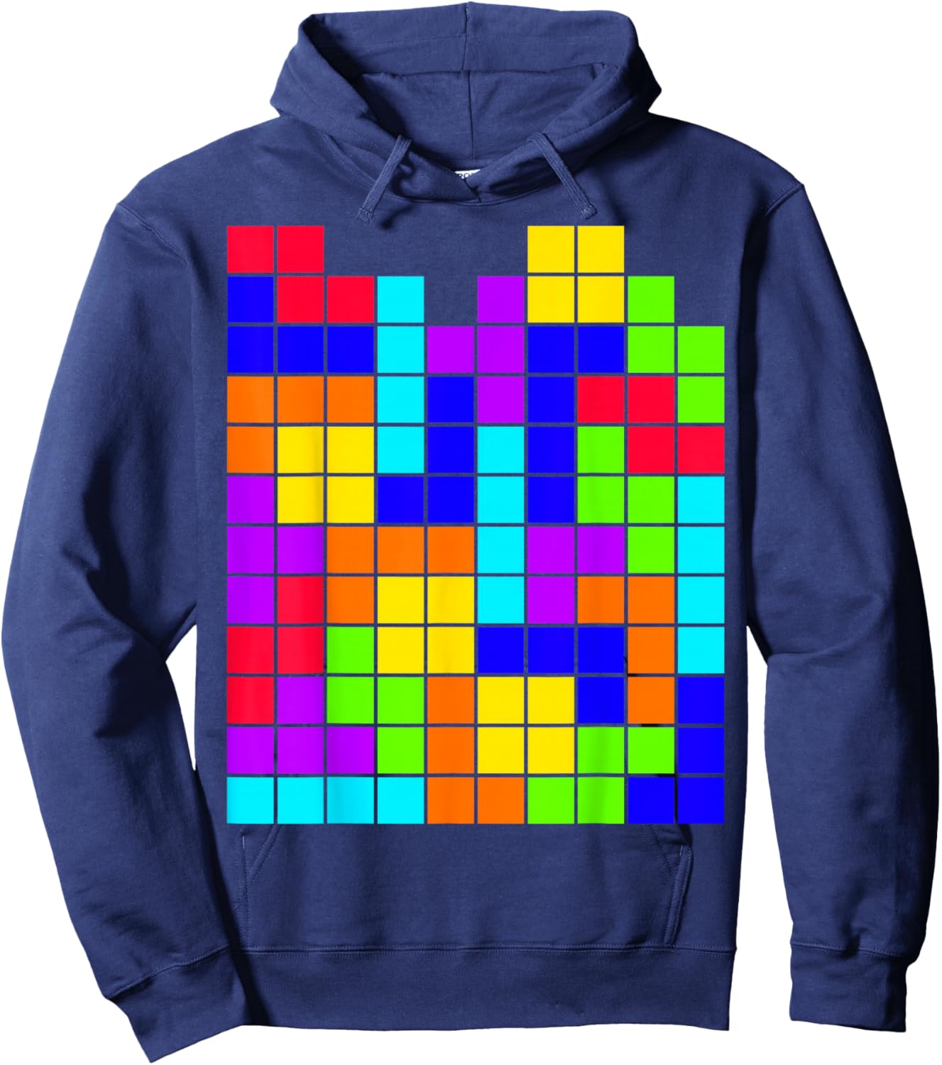 Nerdy Tetrominoes Block Puzzle Video Game Math Teacher Geek Hoodie - Hoodie | Navy