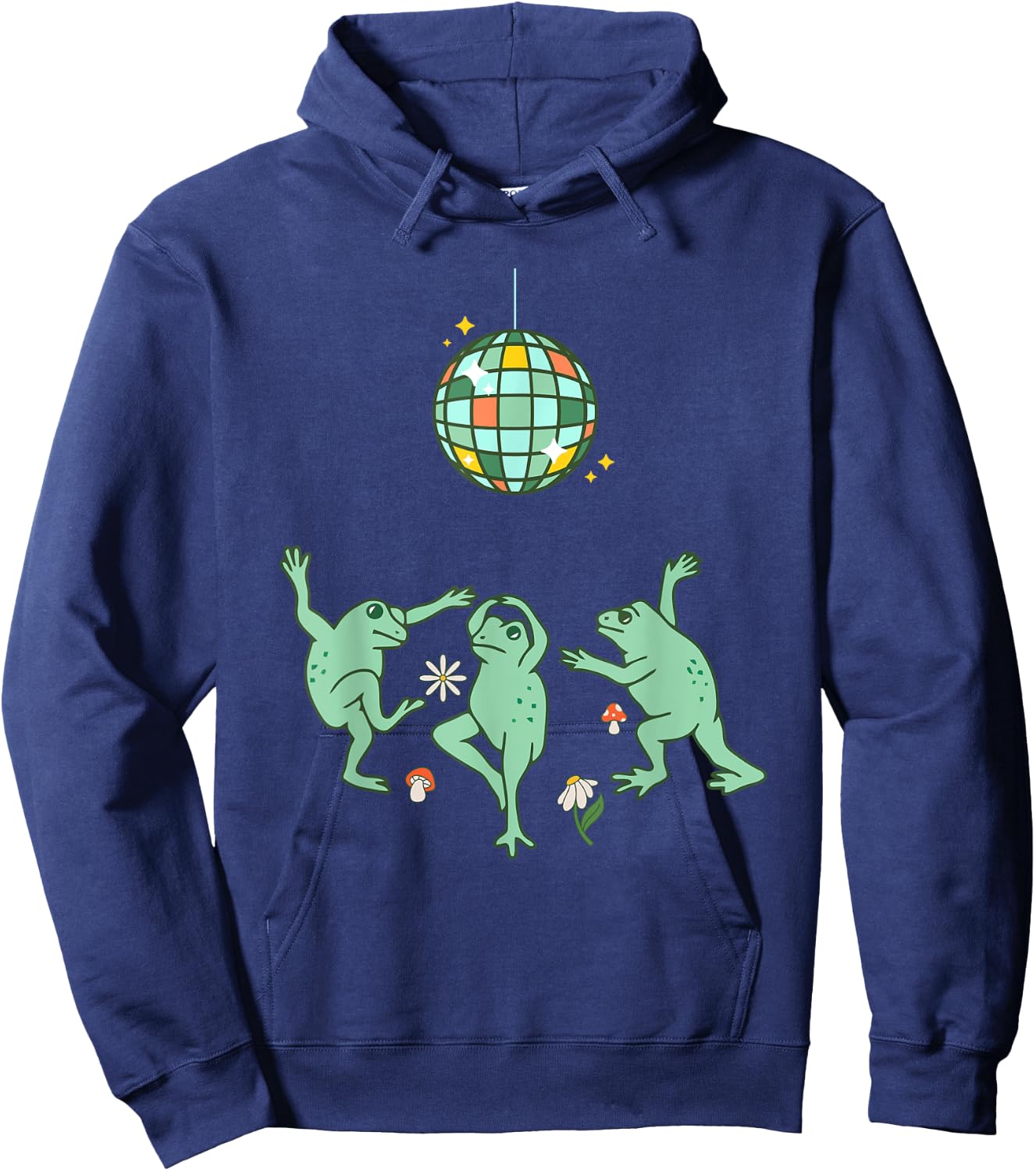Funny Frog Disco Dance 70s 80s Groovy Hippie Funky Party Hoodie - Hoodie | Navy