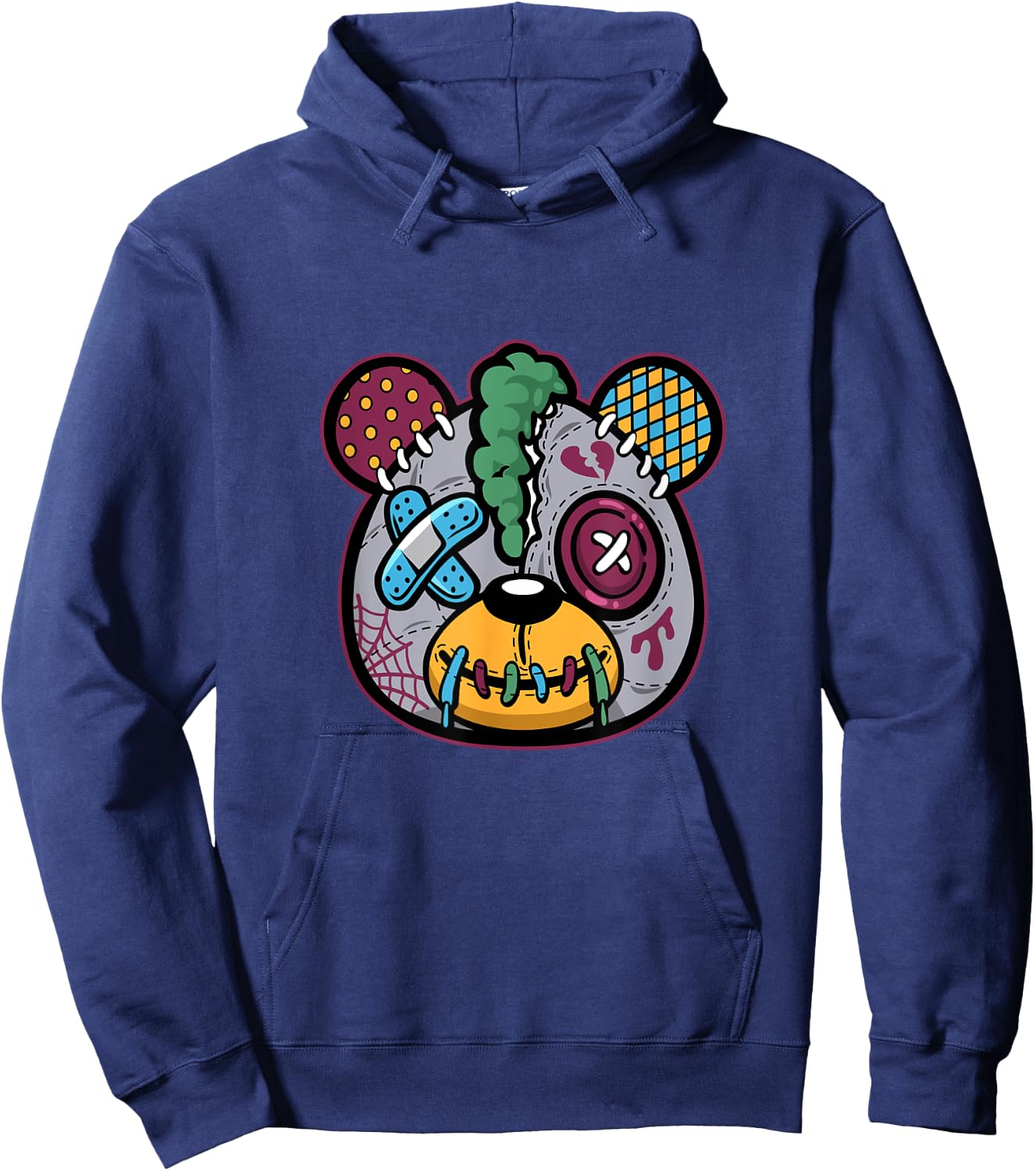 Cool Halloween Ugly Teddy Bear Illustration Graphic Designs Hoodie - Hoodie | Navy