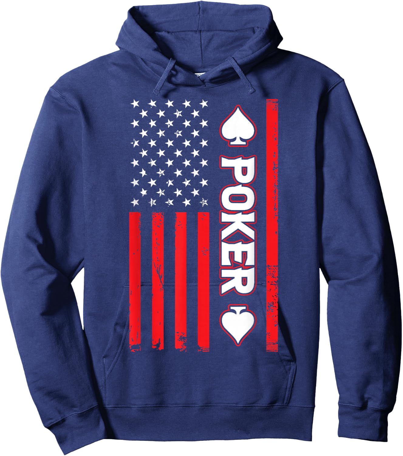 Poker USA United States American Flag Patriotic Hoodie - Hoodie | Navy