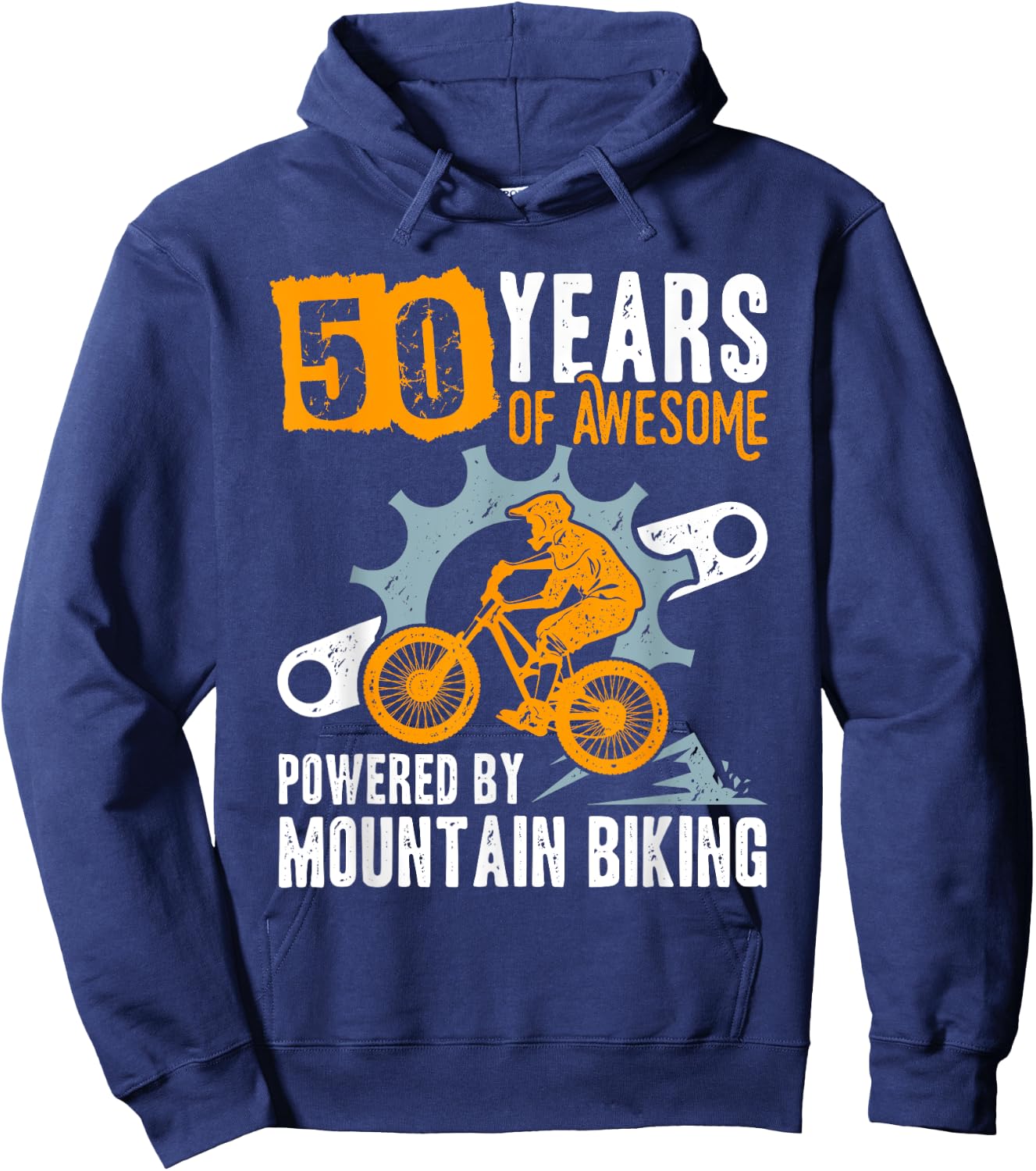 50th Birthday 50 Years of Awesome Mountain Biking MTB 1973 Hoodie - Hoodie | Navy