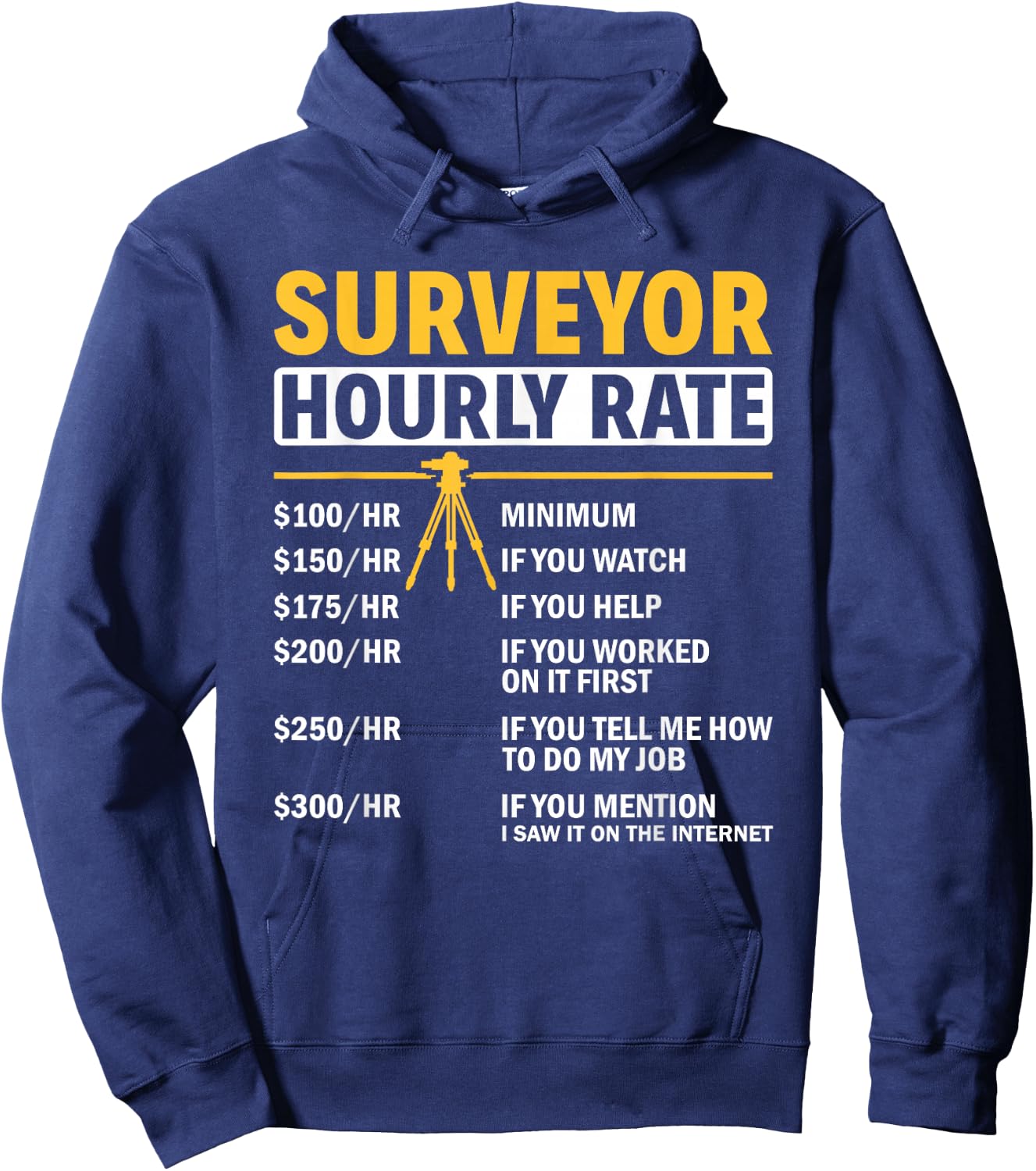 Land Surveying Cartographer Land Surveyor Apparel Adults Black Small Modern Humor Hoodie - Hoodie | Navy