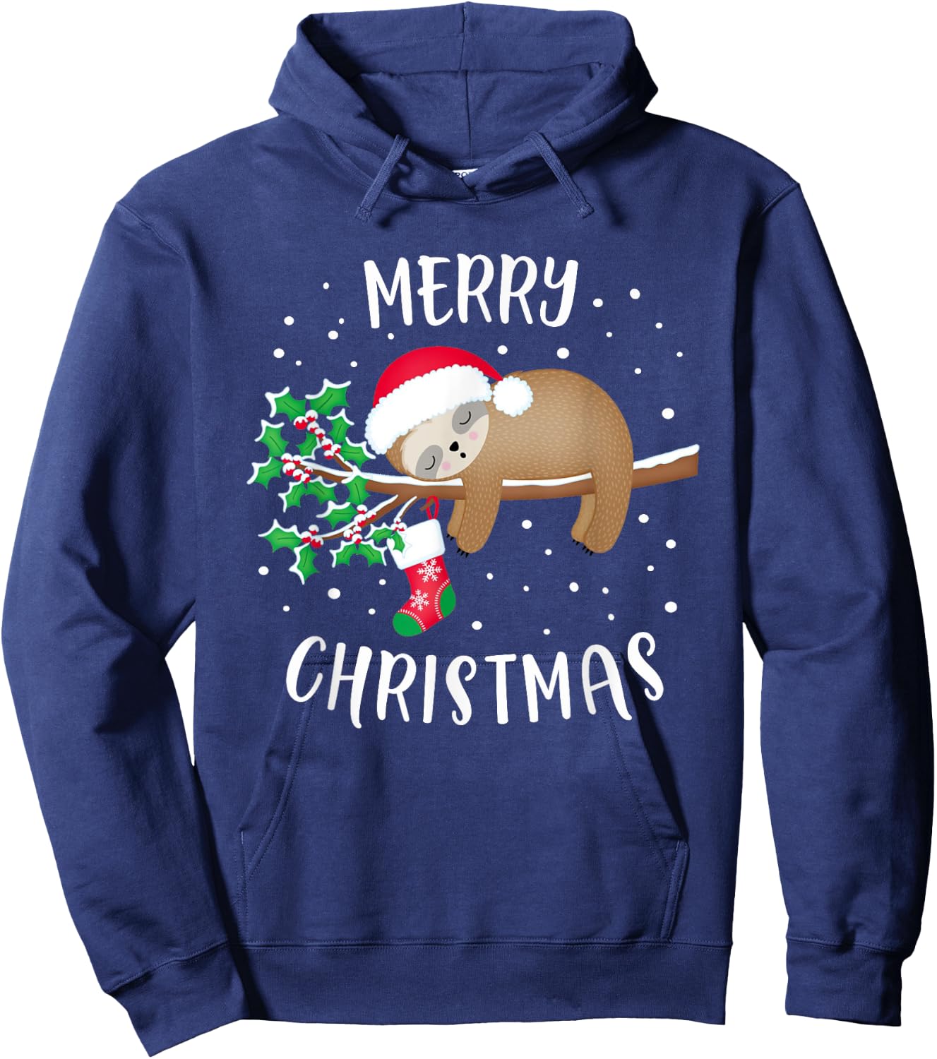 Merry Christmas Cute Sloth Xmas Outfit Matching Family Hoodie - Hoodie | Navy