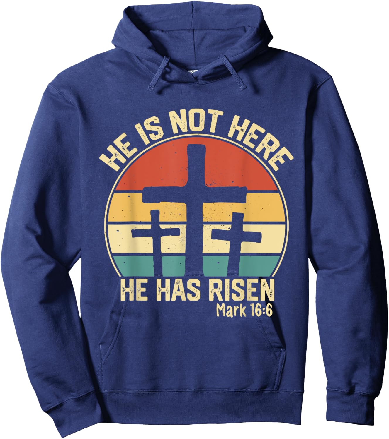 He has Risen He is not Here Jesus Retro Vintage Easter Hoodie - Hoodie | Navy