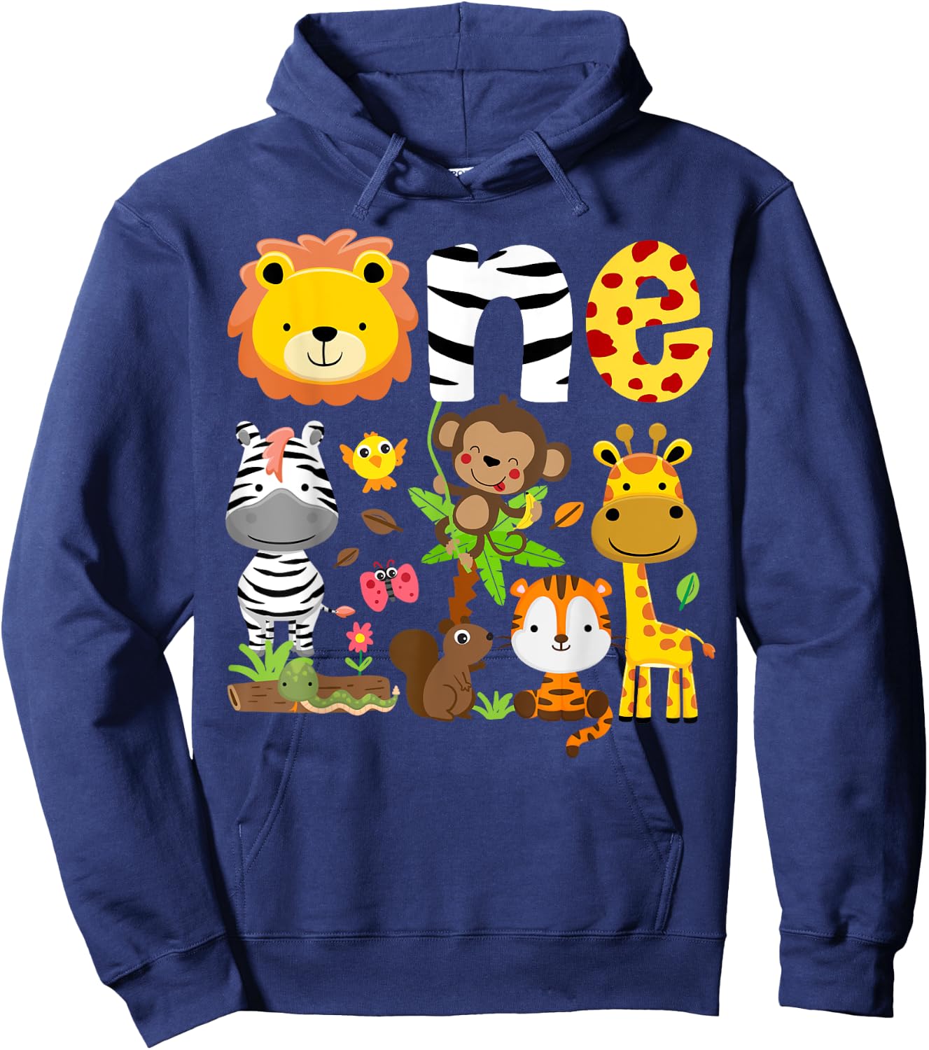 1st Birthday One Year Old Zoo Theme Safari Jungle Animals Hoodie - Hoodie | Navy