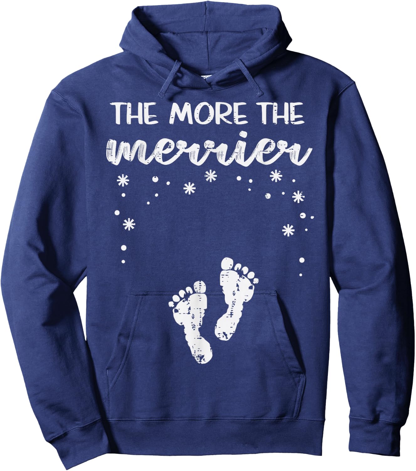 Christmas Pregnancy The More Merrier Xmas Announcement Women Hoodie - Hoodie | Navy