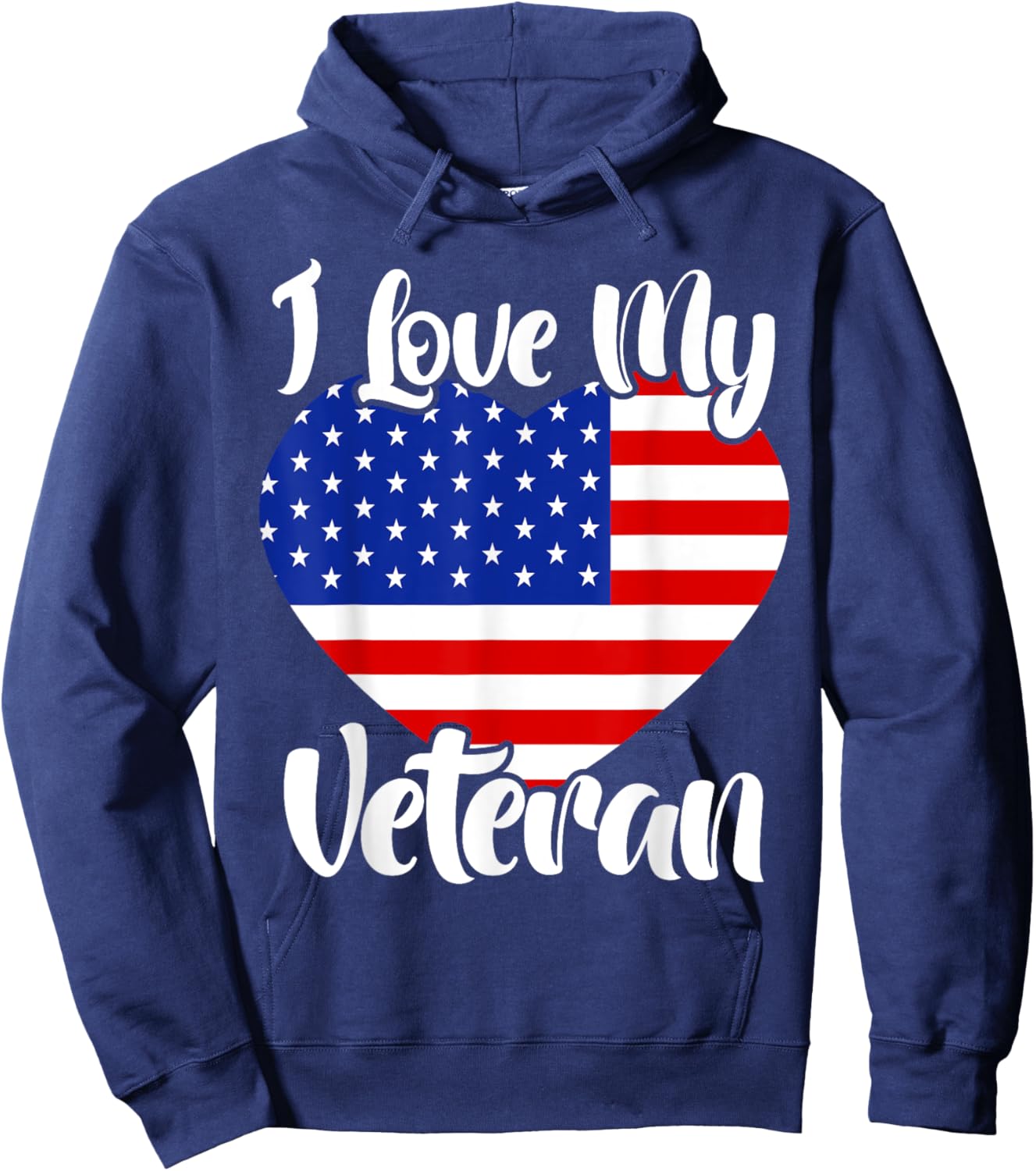 I Love My Veteran USA Flag American Memorial Day Hoodie - Hoodie | Navy