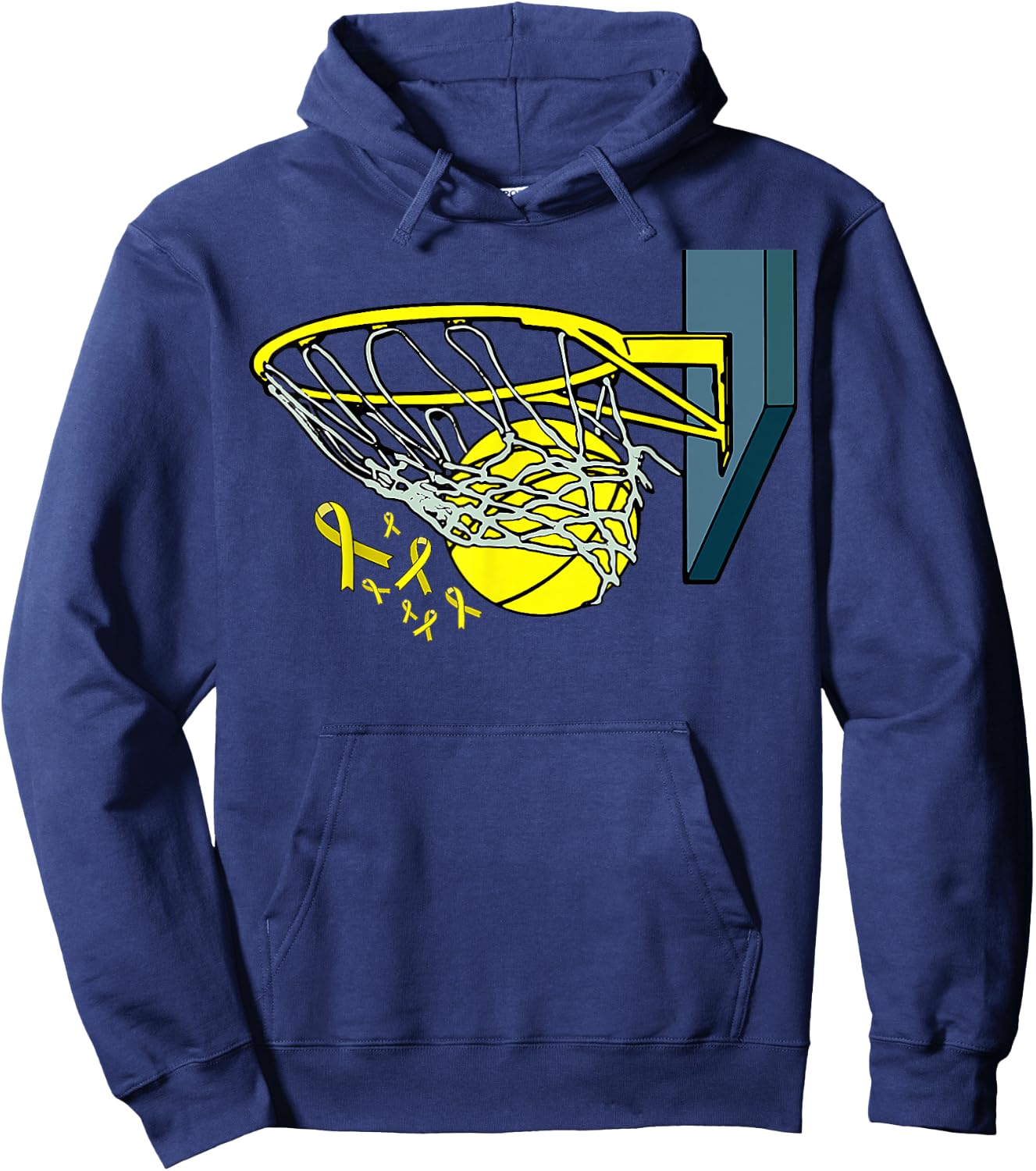 Basketball Player Yellow Ribbon Sarcoma Cancer Awareness Hoodie - Hoodie | Navy