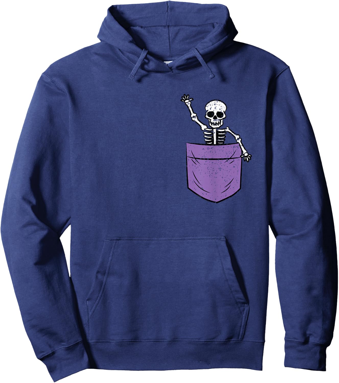 Skeleton Pocket Halloween Costume Funny Skull Character Hoodie - Hoodie | Navy