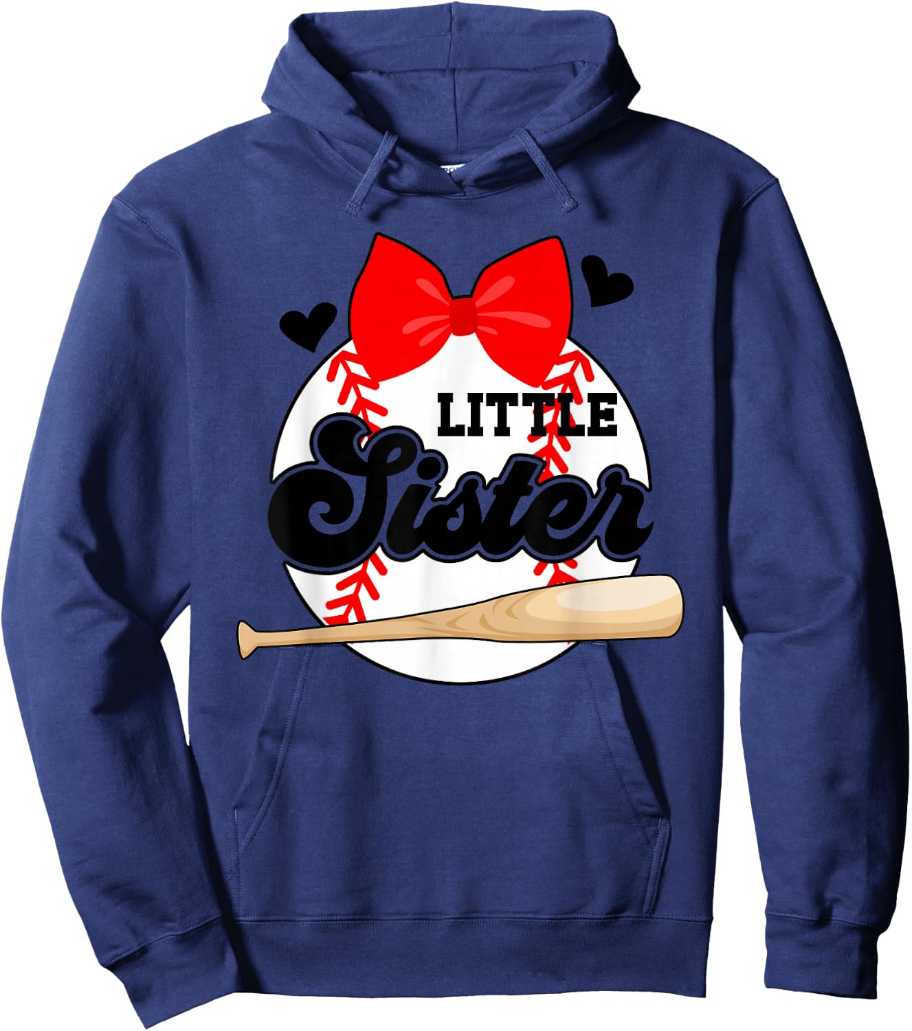Little Sister Baseball Sister Of A Baseball Player Hoodie - Hoodie | Navy