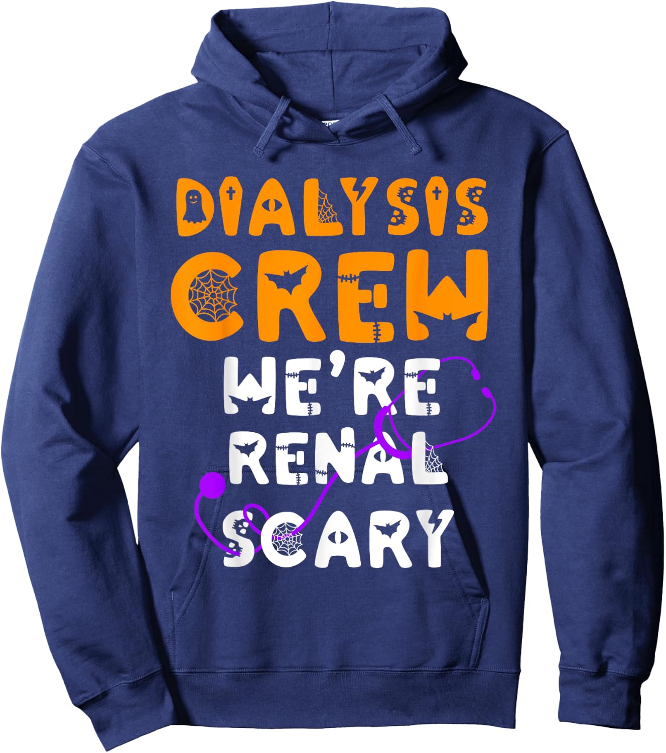 Dialysis Nurse Shirt Halloween Dialysis Tech Renal Scary Hoodie - Hoodie | Navy
