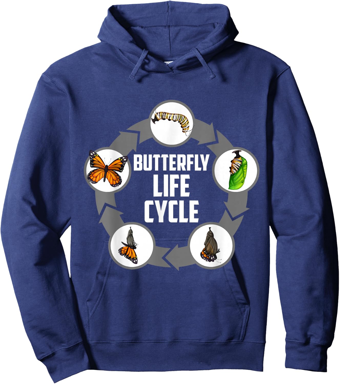 Butterfly Life Cycle Caterpillar Science Biology Hoodie - Hoodie | Navy