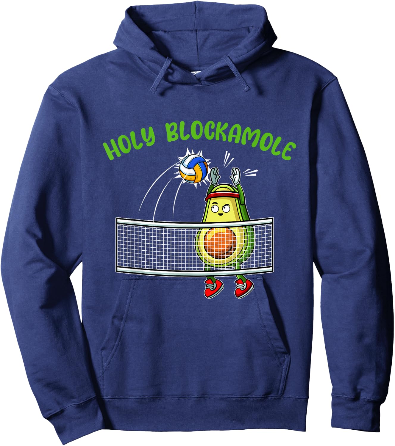 Holy Blockamole I Volleyball Avocado Food Lover Funny Hoodie - Hoodie | Navy