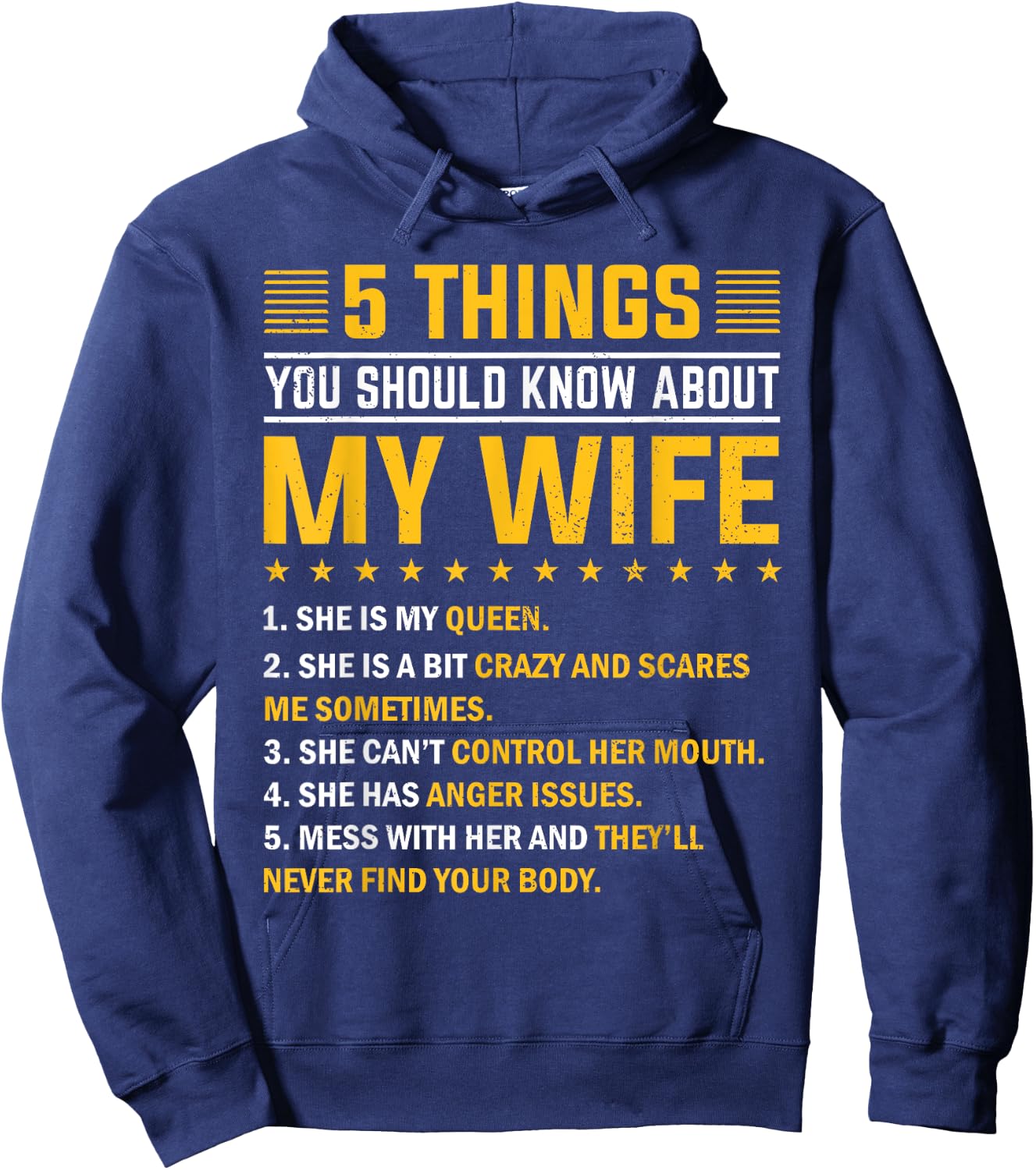 5 Things You Should Know About My Wife Funny Mommy Hoodie - Hoodie | Navy