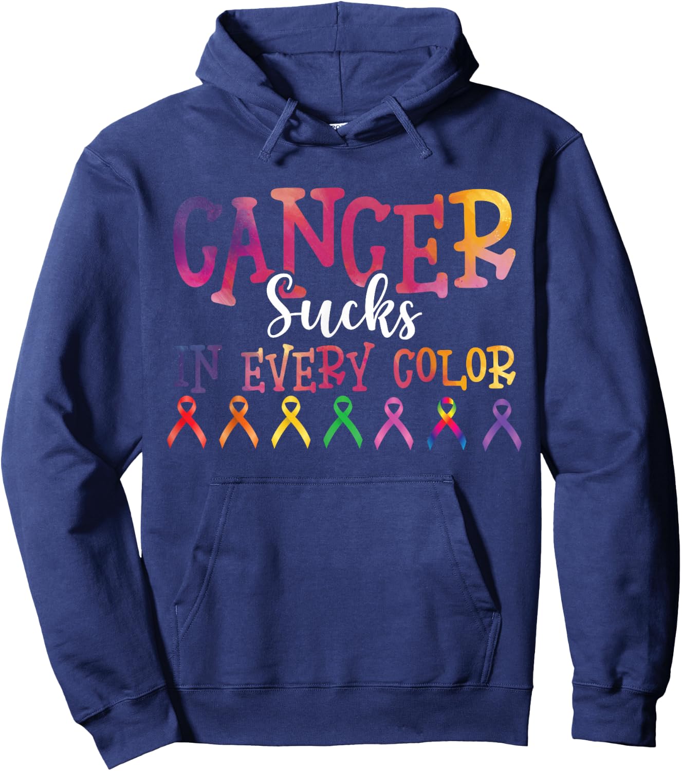Cancer Sucks In Every Color Fighter | Funk Cancer Hoodie - Hoodie | Navy