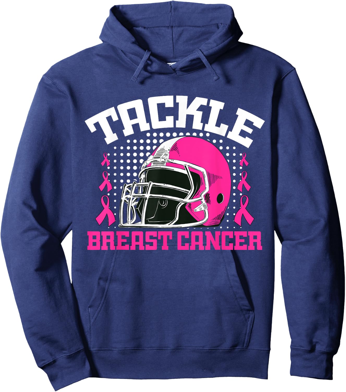 Tackle Football Breast Cancer Awareness Pink Ribbon Boys Kid Hoodie - Hoodie | Navy