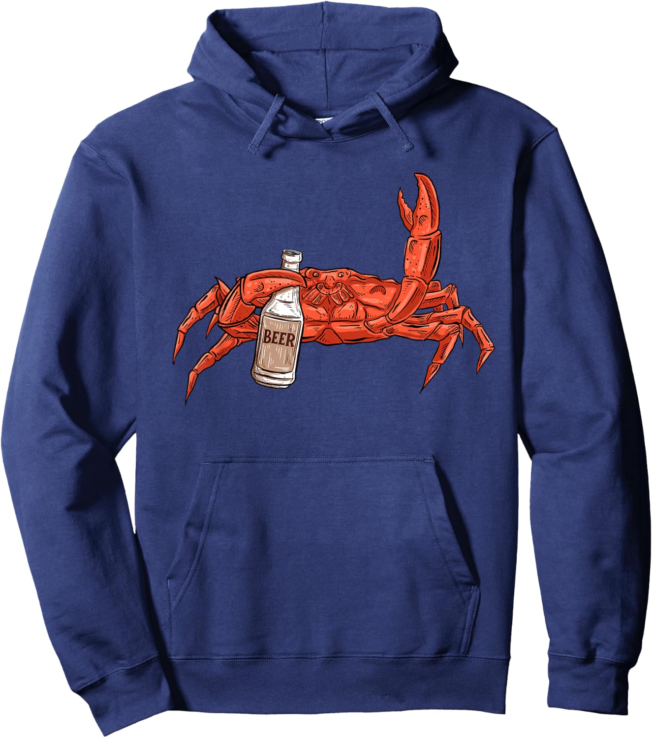 Crab Drinking Beer - Beach Crustacean Crabber Crabbing Lover Hoodie - Hoodie | Navy