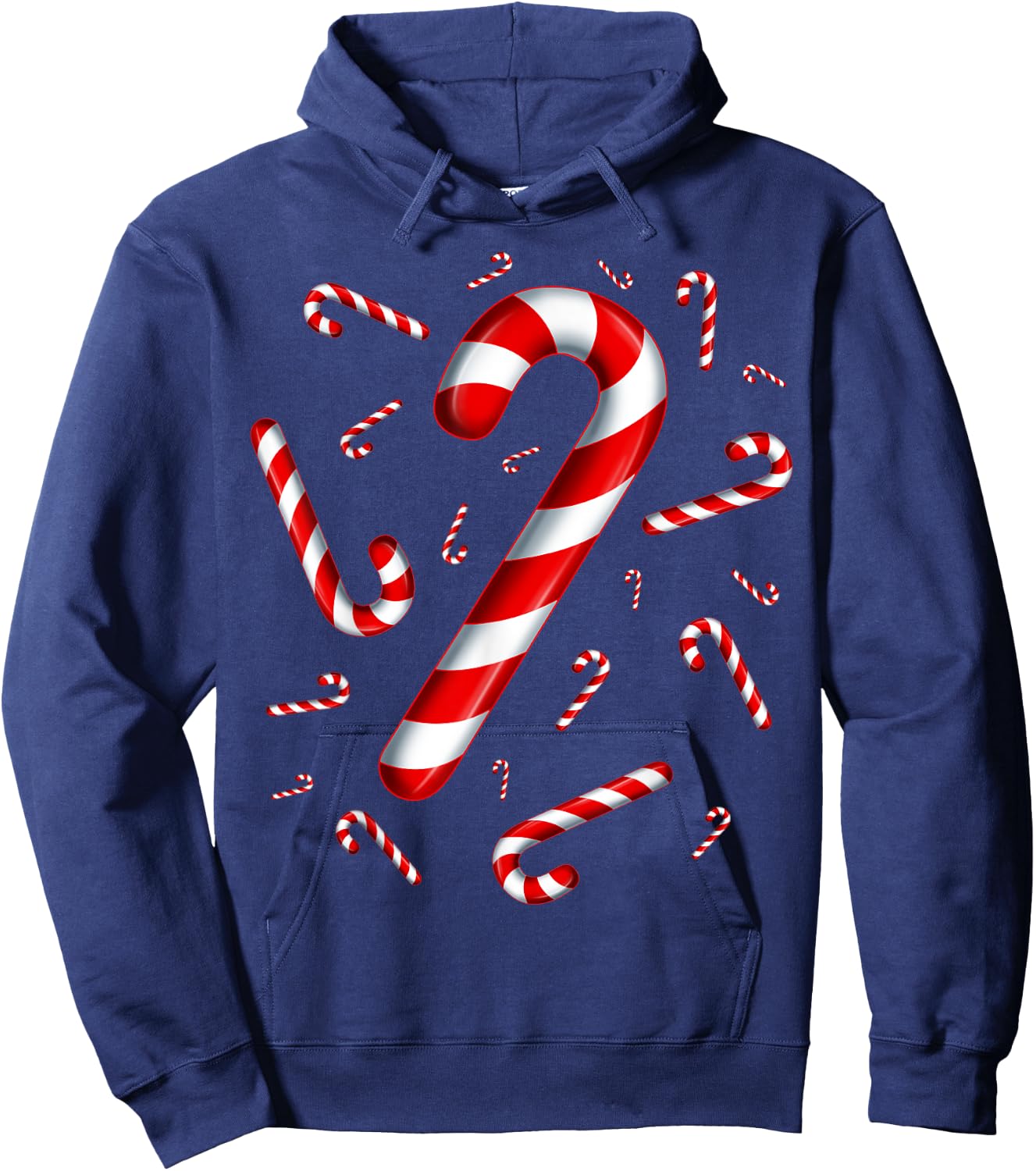 Christmas Candy Cane Red and White Sweet Twisted Candy Hoodie - Hoodie | Navy