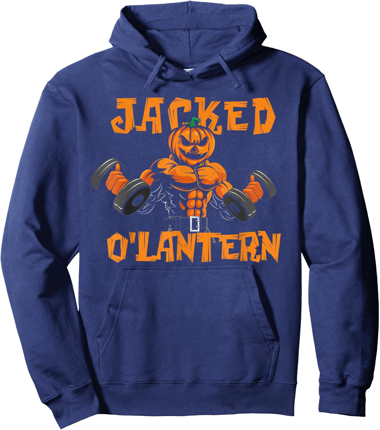 Jacked O'Lantern Halloween Gym Workout Lifting Pumpkin Funny Hoodie - Hoodie | Navy