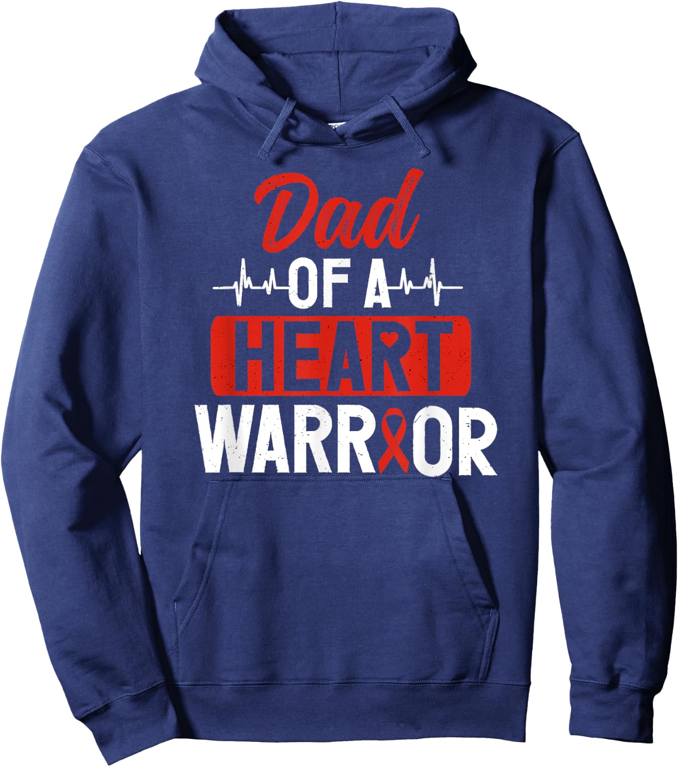 Heart Warrior Dad CHD Congenital Heart Defect Awareness Hoodie - Hoodie | Navy