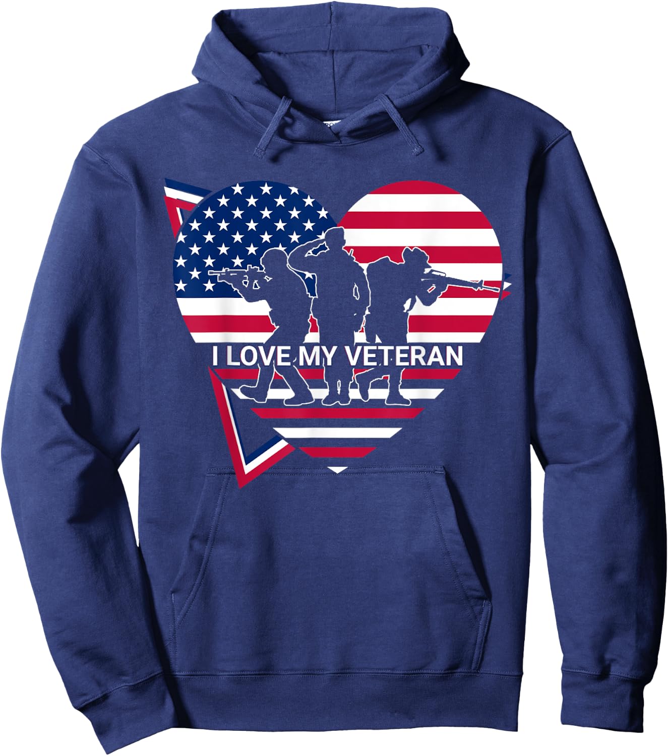 I Love My Veteran US Army Patriotic Hoodie - Hoodie | Navy