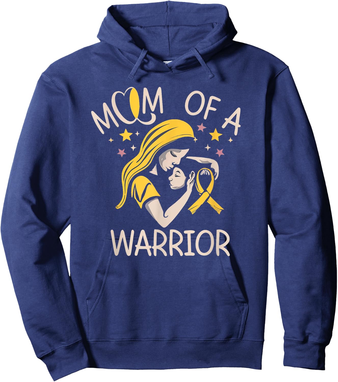 Childhood Cancer Awareness - Mom of a Warrior Hoodie - Hoodie | Navy