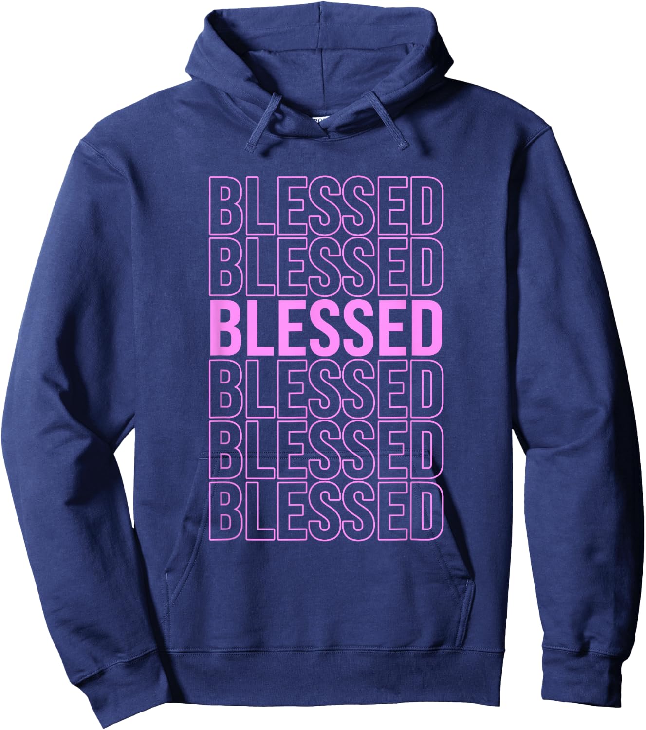 Pink BLESSED Pink Color Graphic Hoodie - Hoodie | Navy