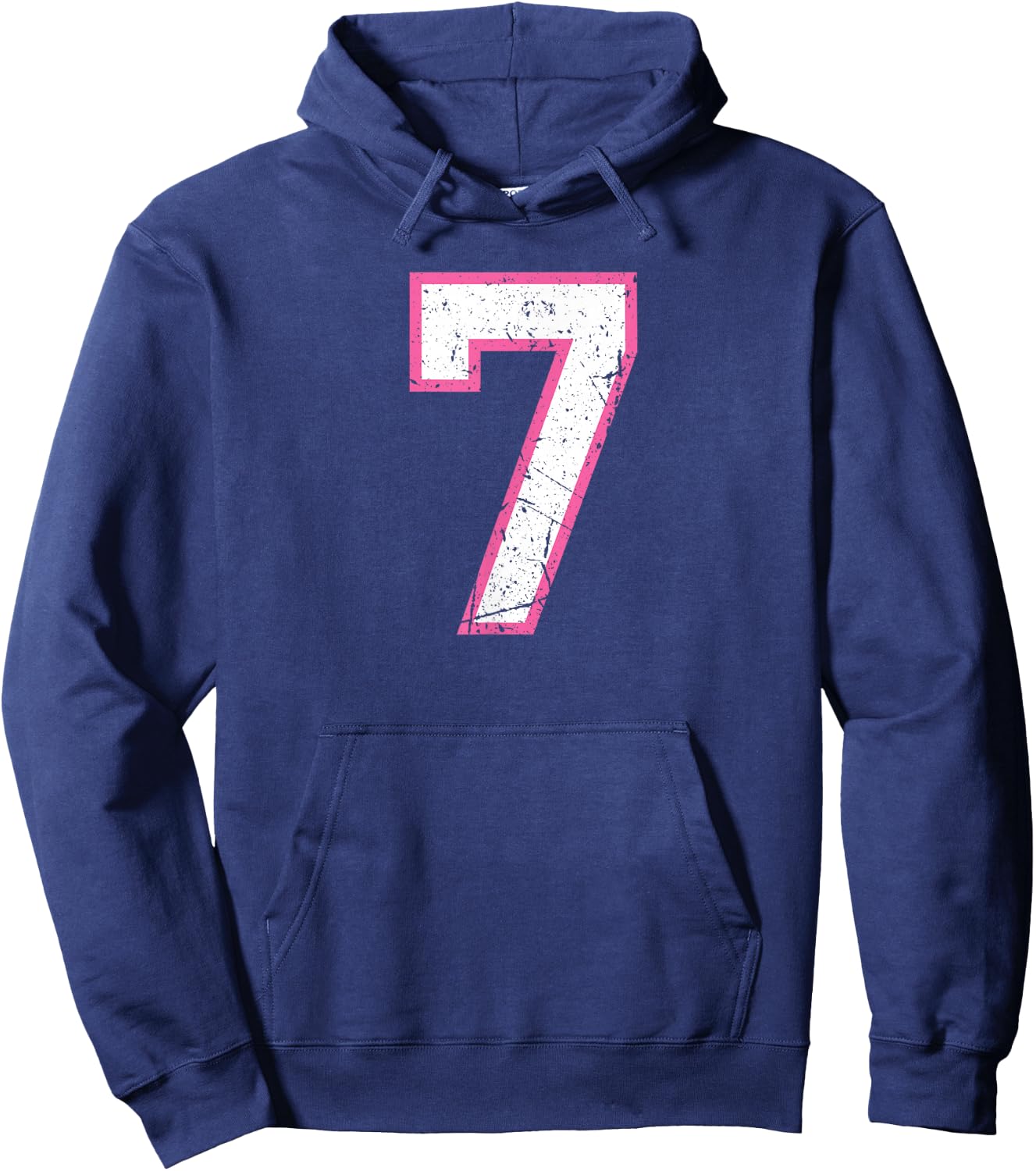 Vintage Number #7 Pink White Sports Team Hoodie - Hoodie | Navy