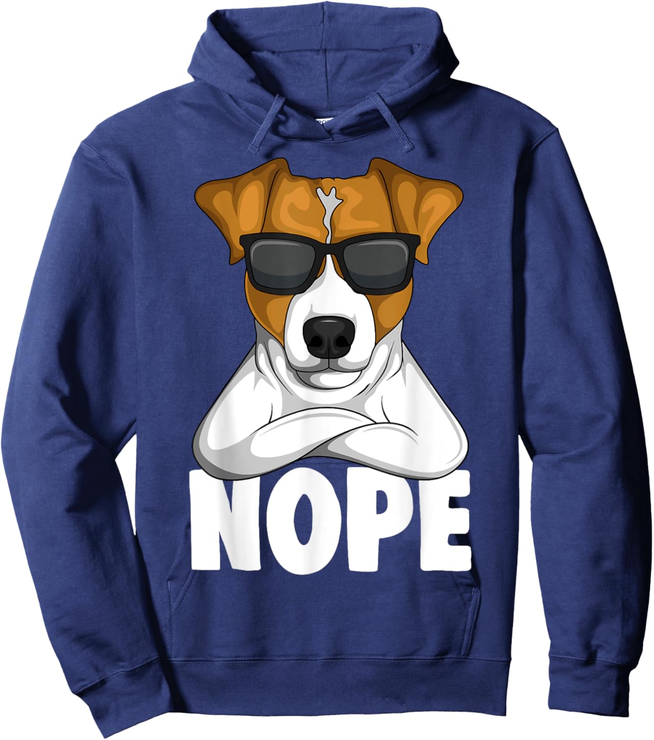 Jack Russell Apparel & Gift Ideas Women's Black Cartoon Jack Russell Terrier Nope Hoodie - Hoodie | Navy