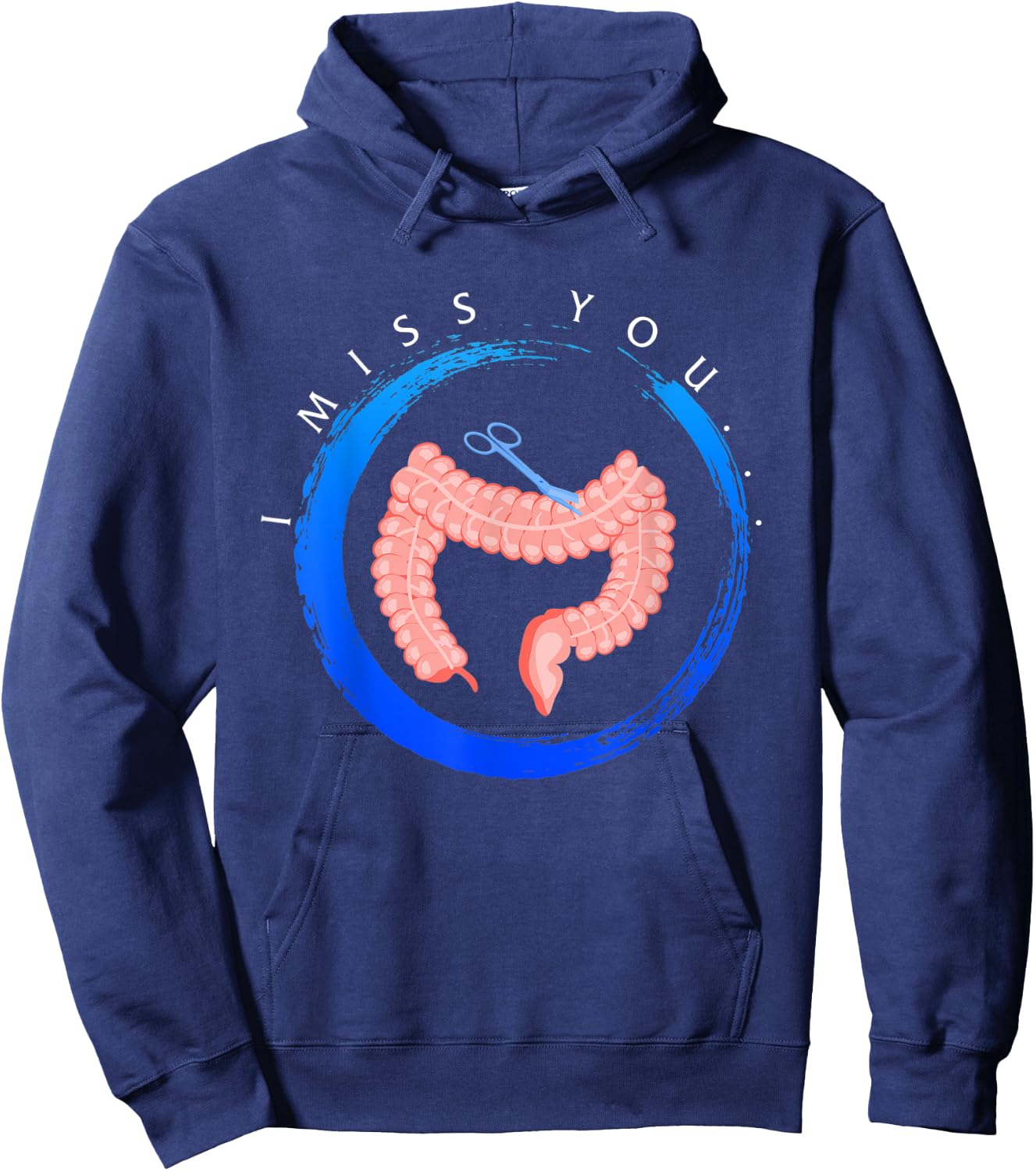 Colon Cancer Awareness I Miss You Blue Ribbon Gift Colon Hoodie - Hoodie | Navy