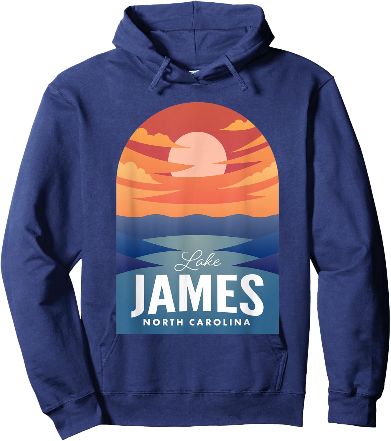 James Lake NC Retro Sunset Hoodie - Hoodie | Navy
