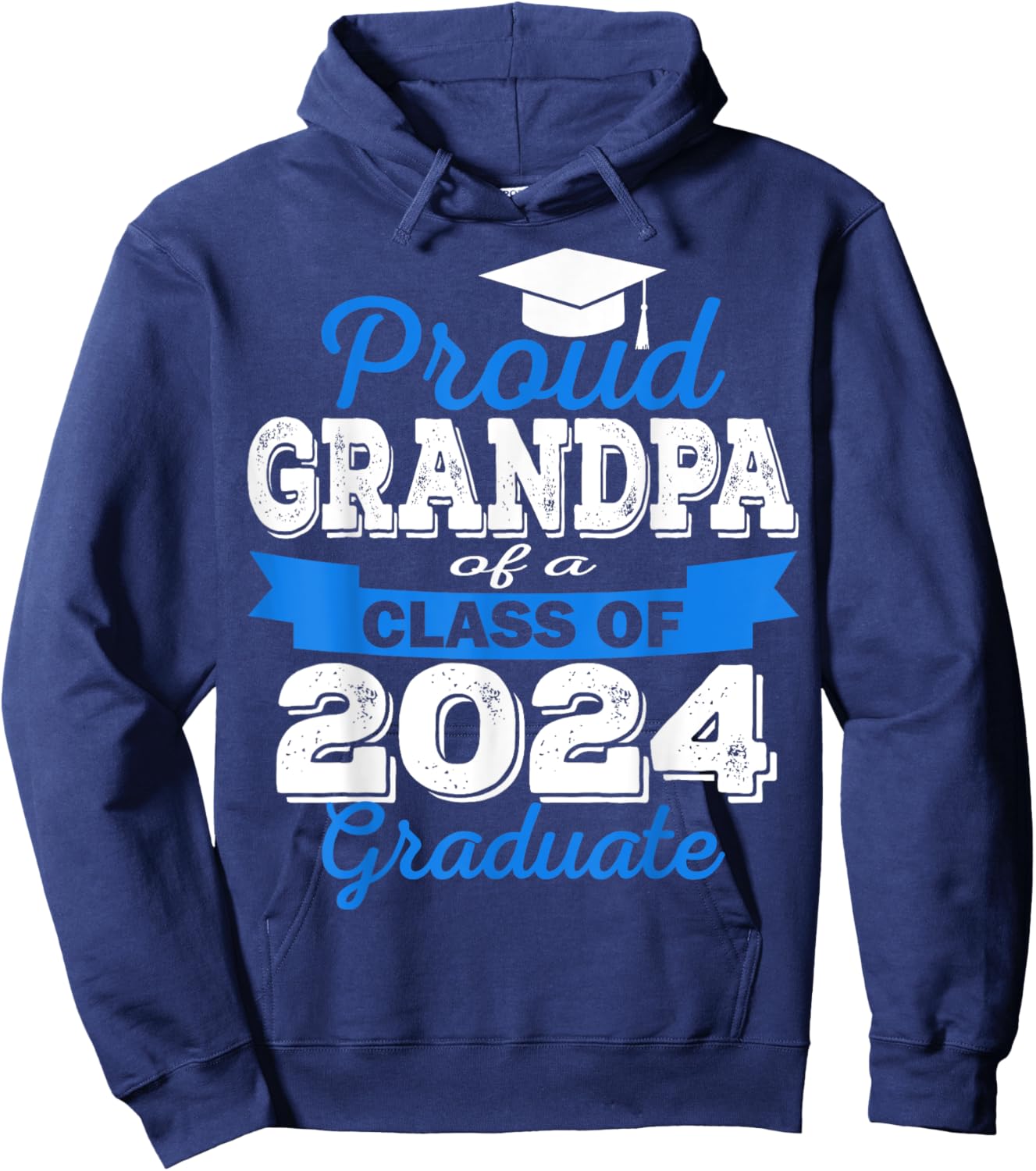 Super Proud Grandpa of 2024 Graduate Awesome Family College Hoodie - Hoodie | Navy