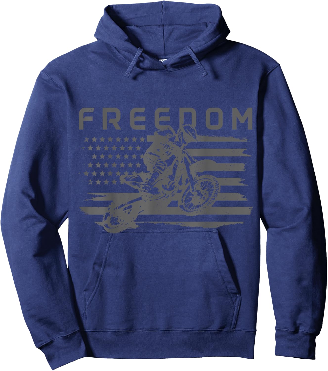 Motocross Freedom American Flag MX Patriotic Dirt Bike Hoodie - Hoodie | Navy