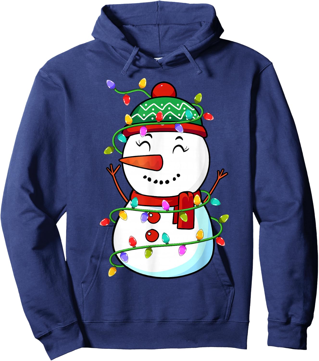 Funny Snowman Christmas Xmas Light - Snowman Christmas Hoodie - Hoodie | Navy