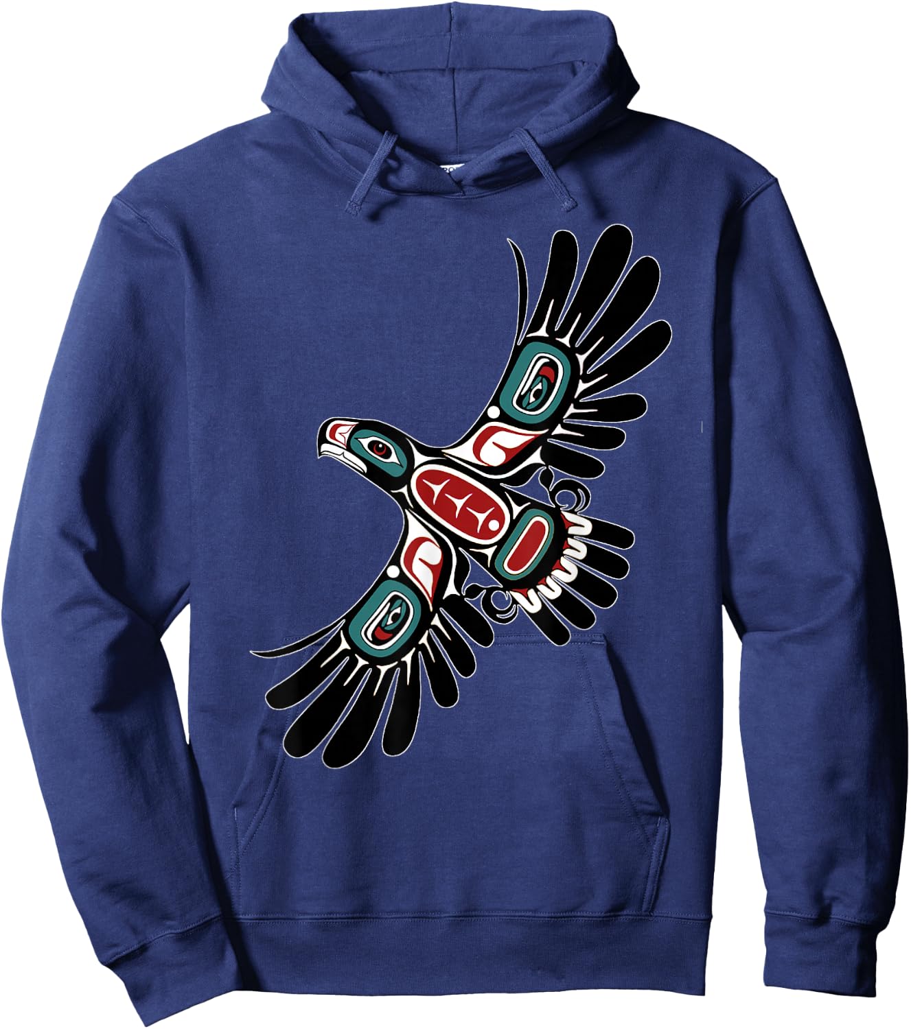 Alaska Native American Art Tlingit Haida Eagle Tribal Clan Hoodie - Hoodie | Navy
