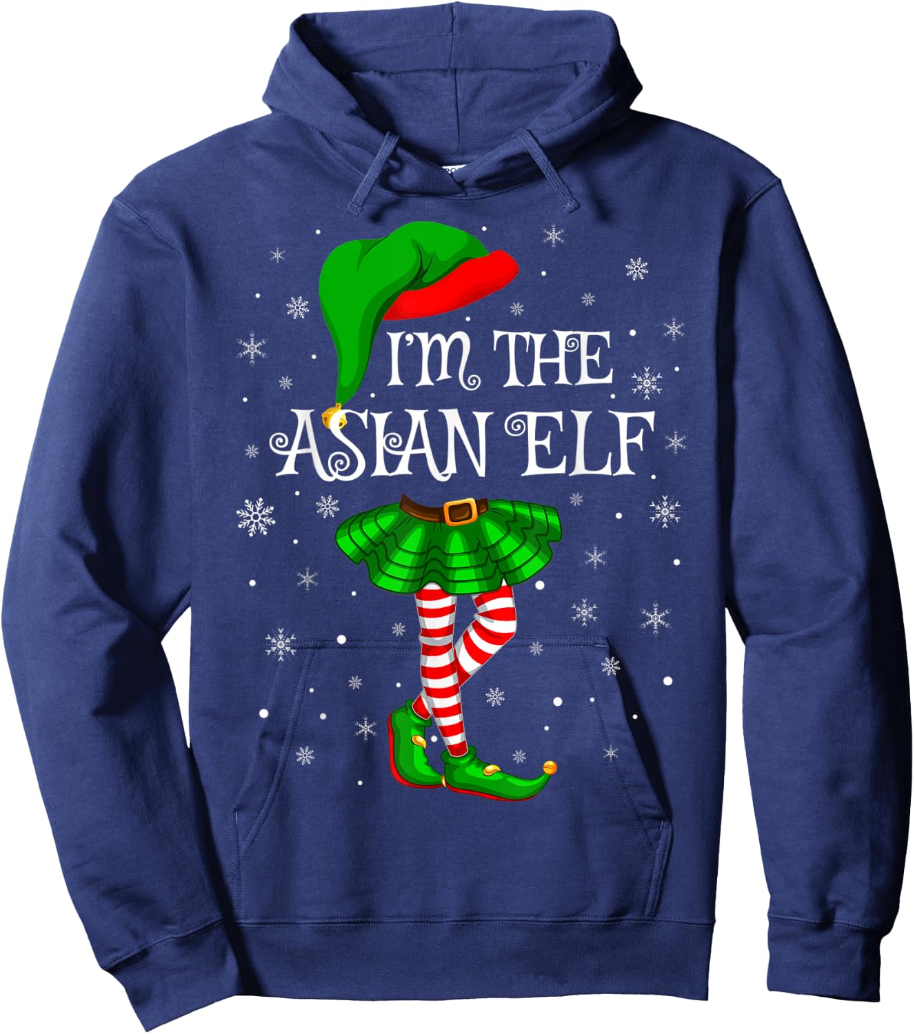 Family Matching Women Girls I'm The Asian Elf Christmas Hoodie - Hoodie | Navy