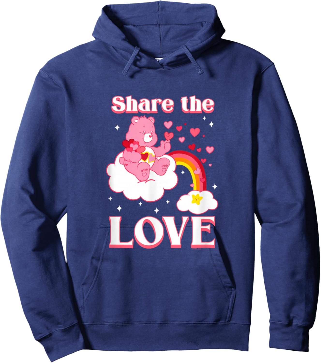 Care Bears Share The Love Love-A-Lot Bear Retro Cartoon Hoodie - Hoodie | Navy