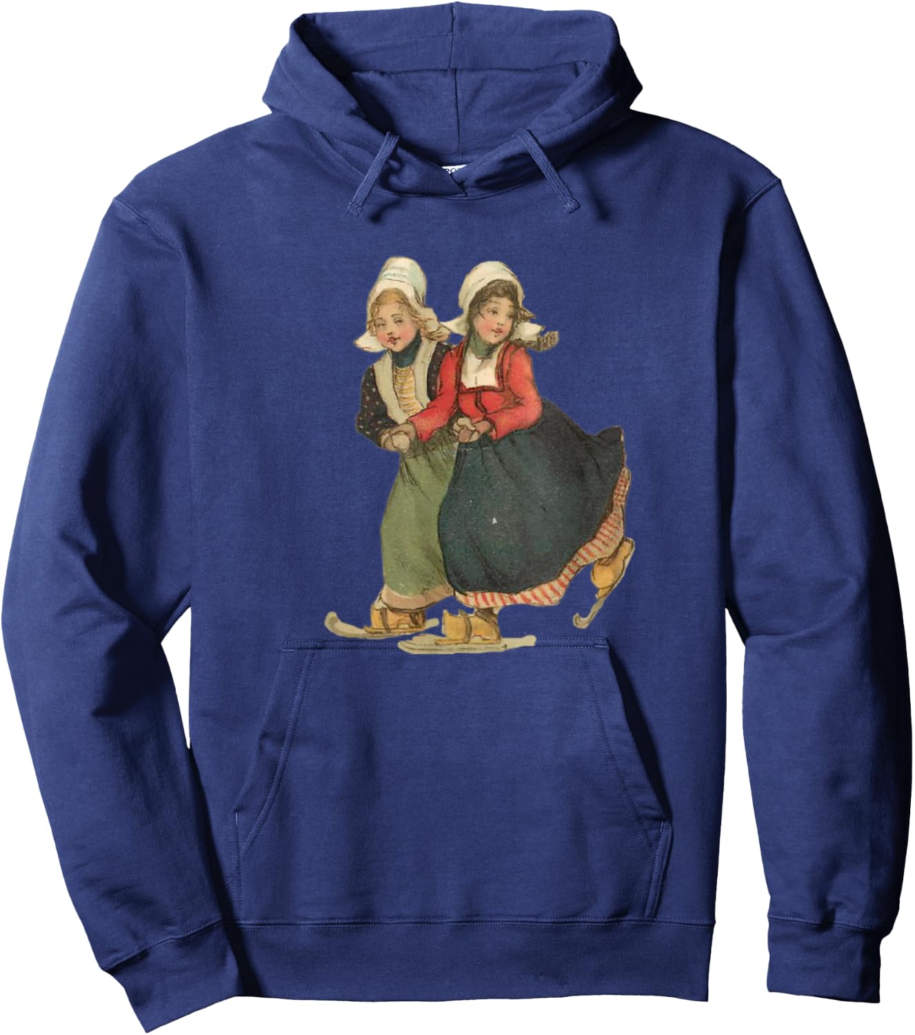 Vintage little Dutch girls in Traditional National Dress Hoodie - Hoodie | Navy