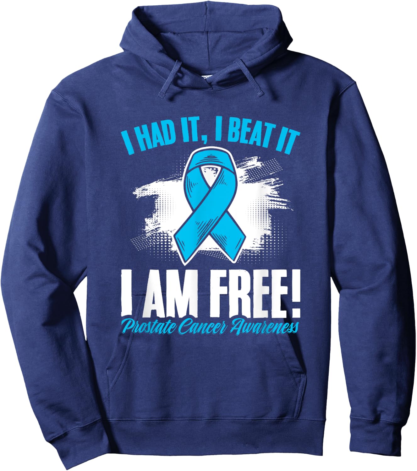 Beat I'm Free Light Blue Ribbon Prostate Cancer Awareness Hoodie - Hoodie | Navy