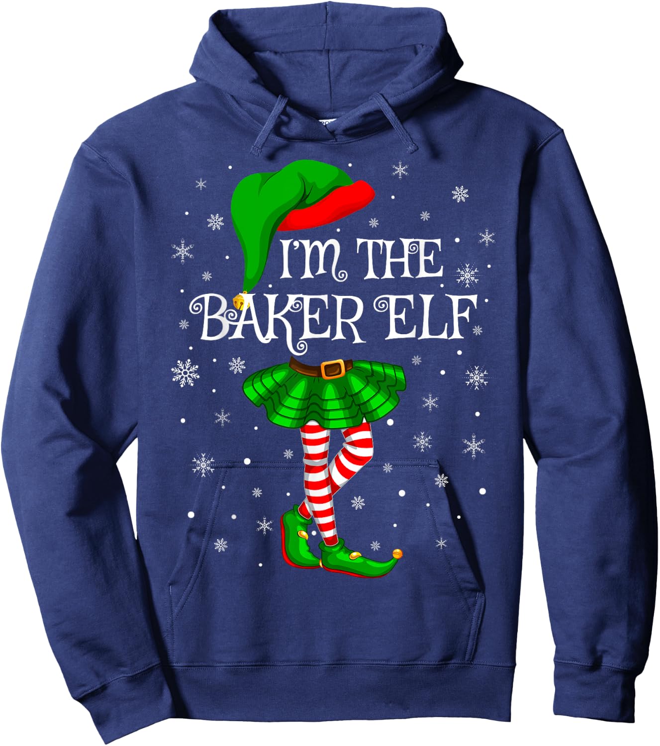 Family Matching Women Girls I'm The Baker Elf Christmas Hoodie - Hoodie | Navy