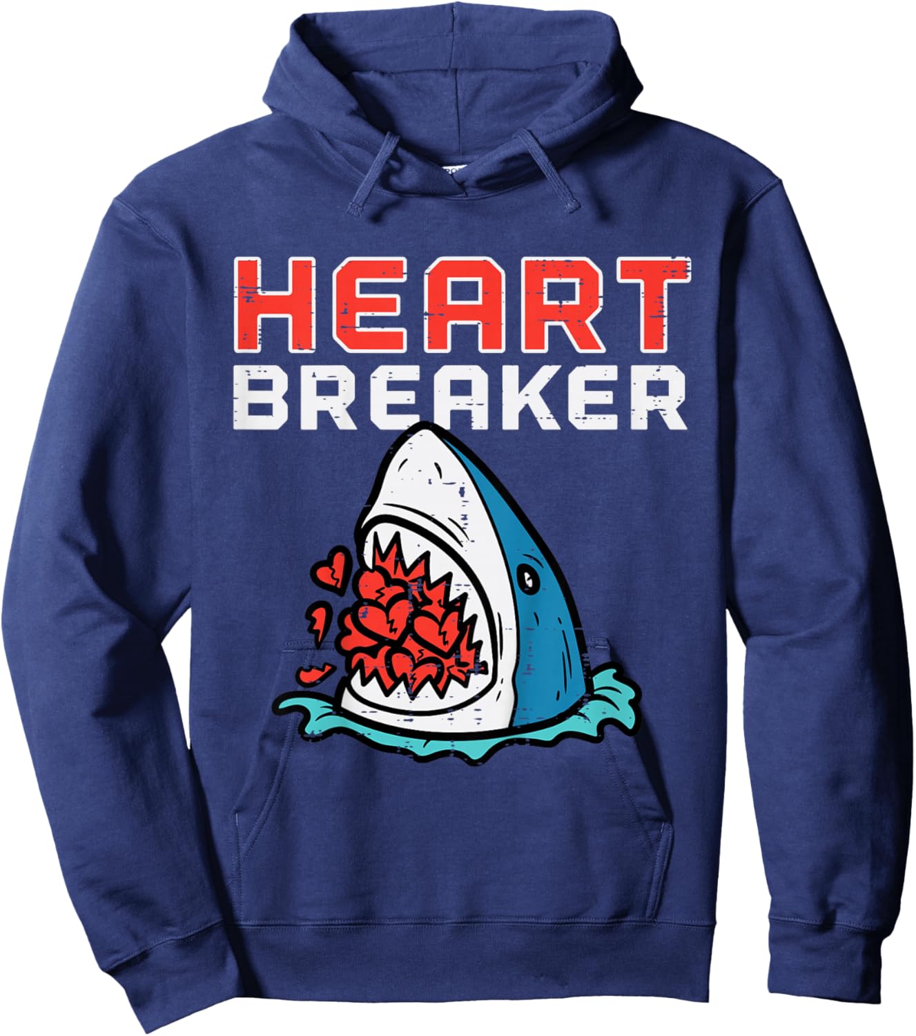 Kids Valentines Day Shark Heart Breaker Boys Kids Baby Toddlers Hoodie - Hoodie | Navy