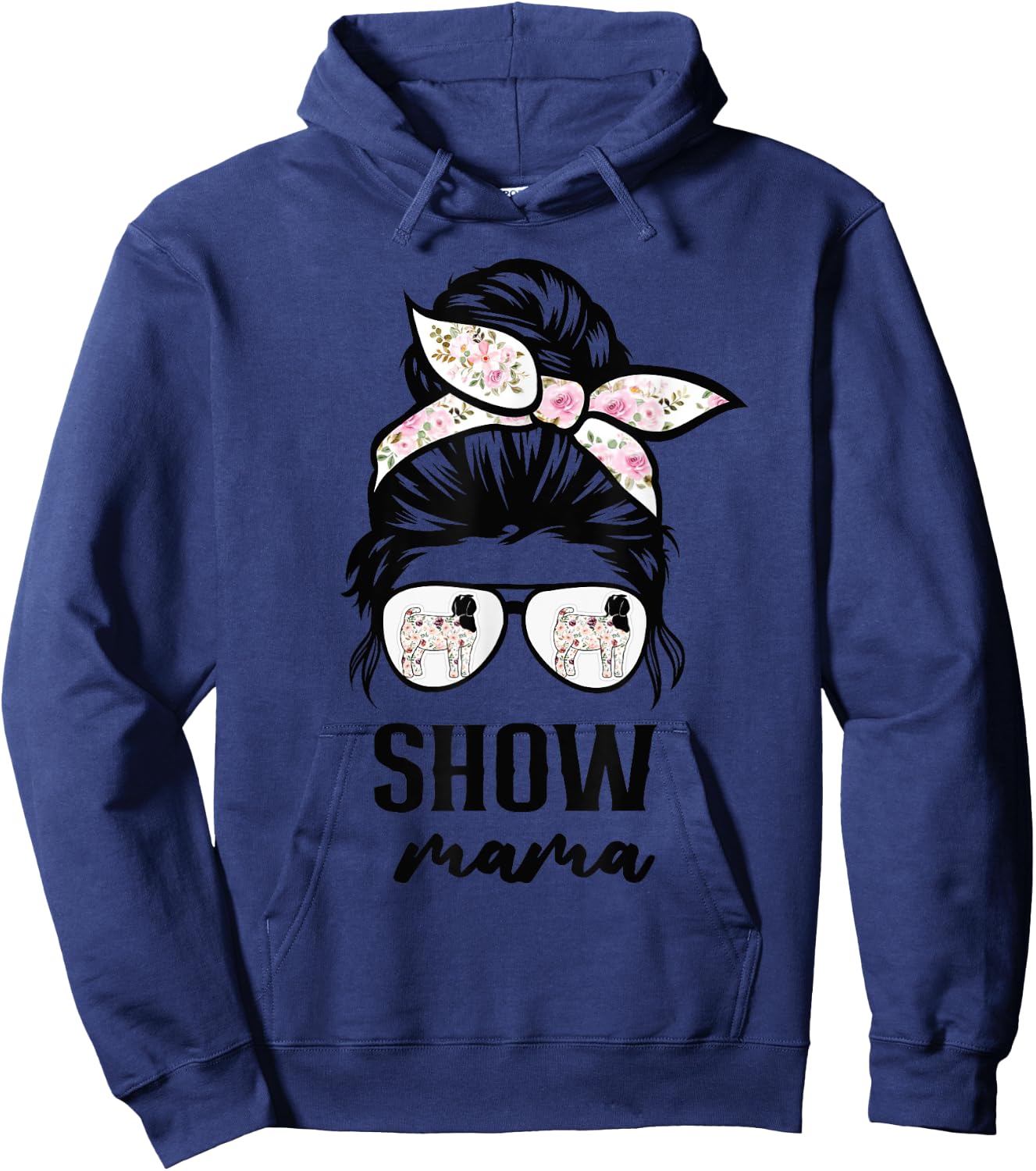 goat show mom goat Boer show mama flower Hoodie - Hoodie | Navy